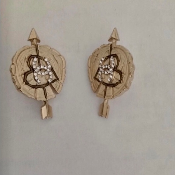 🔥🔥Chanel Extremely Rare “❤️‍🔥CC Young Love❤️‍🔥” Gold Plated Stud Earrings - Picture 5 of 8